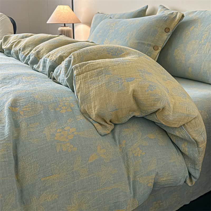 Vintage Botanical Pure Cotton Gauze Bedding(4PCS)
