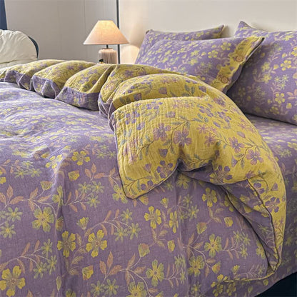 Elegant Floral Pure Cotton Gauze Bedding(4PCS)