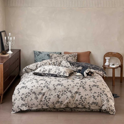 Vintage Ginkgo Leaf Pure Cotton Bedding(4PCS)