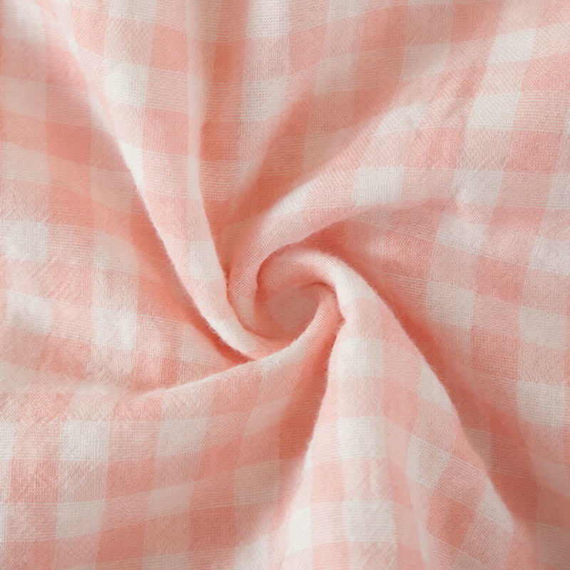 Soft Gingham Cotton Ruffle Loungewear Set