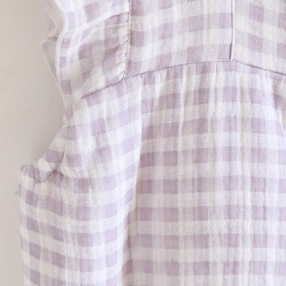Ruffle Sleeve Gingham Cotton Pajama Set