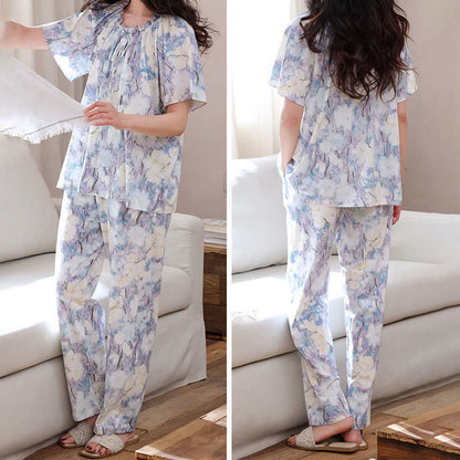 Watercolor Floral Cotton Pajama Set