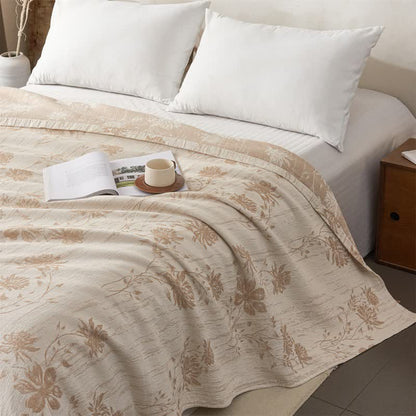 Elegant Floral Cotton Muslin Quilt Blanket