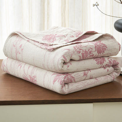 Elegant Floral Cotton Muslin Quilt Blanket