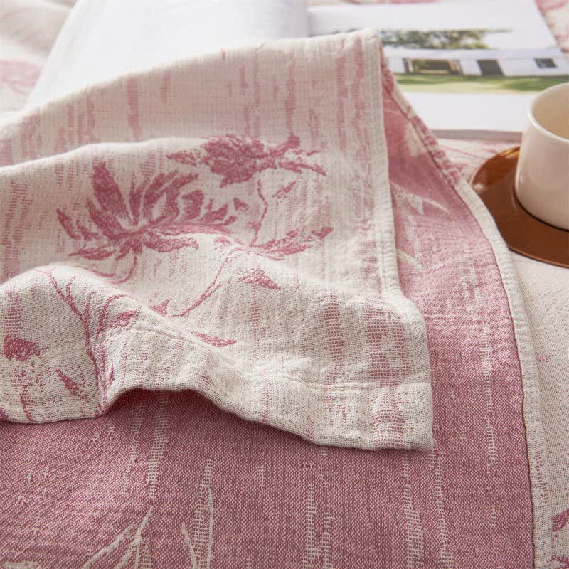 Elegant Floral Cotton Muslin Quilt Blanket