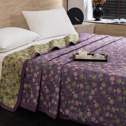 Elegant Rose Cotton Double Gauze Quilt