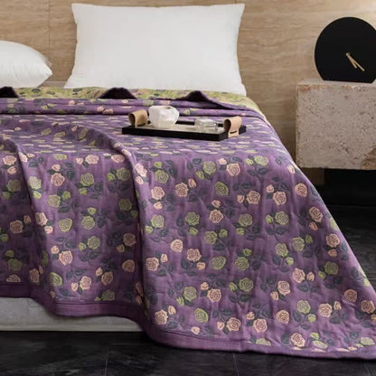 Elegant Rose Cotton Double Gauze Quilt