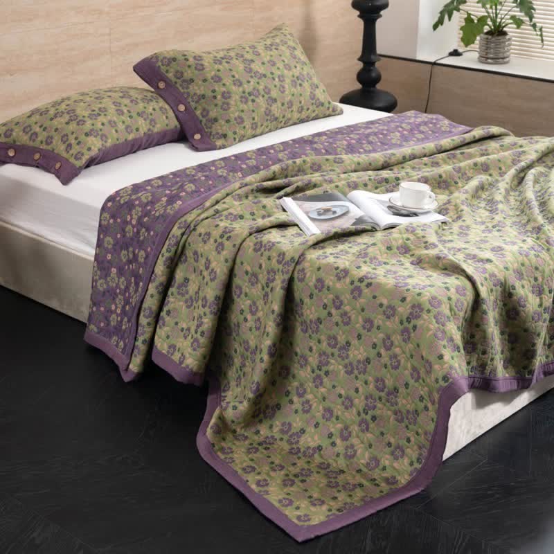 Country Floral Cotton Double Gauze Quilt