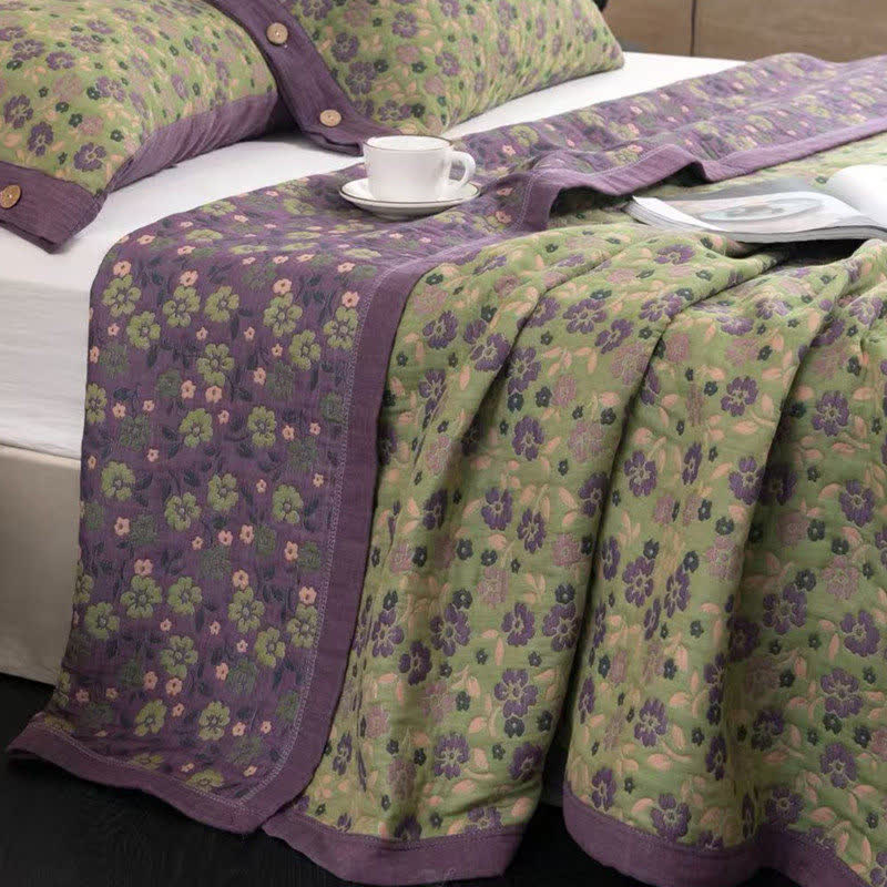 Country Floral Cotton Double Gauze Quilt