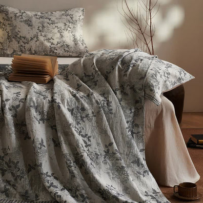 Artistic Vintage Floral Cotton Gauze Quilt