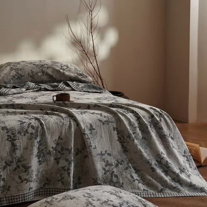 Artistic Vintage Floral Cotton Gauze Quilt