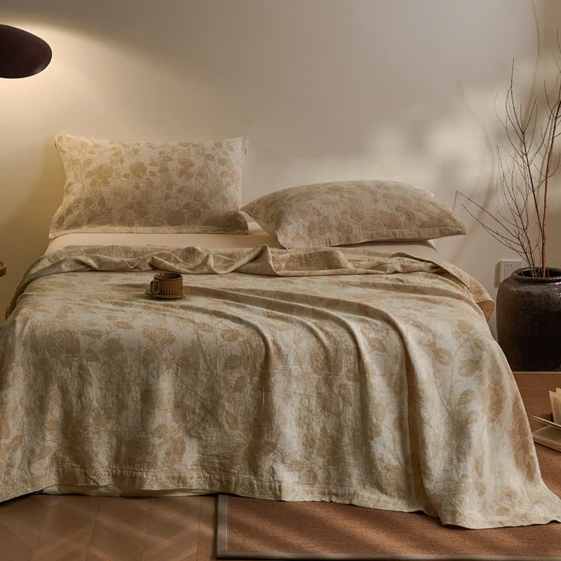 Artistic Vintage Rose Cotton Gauze Quilt