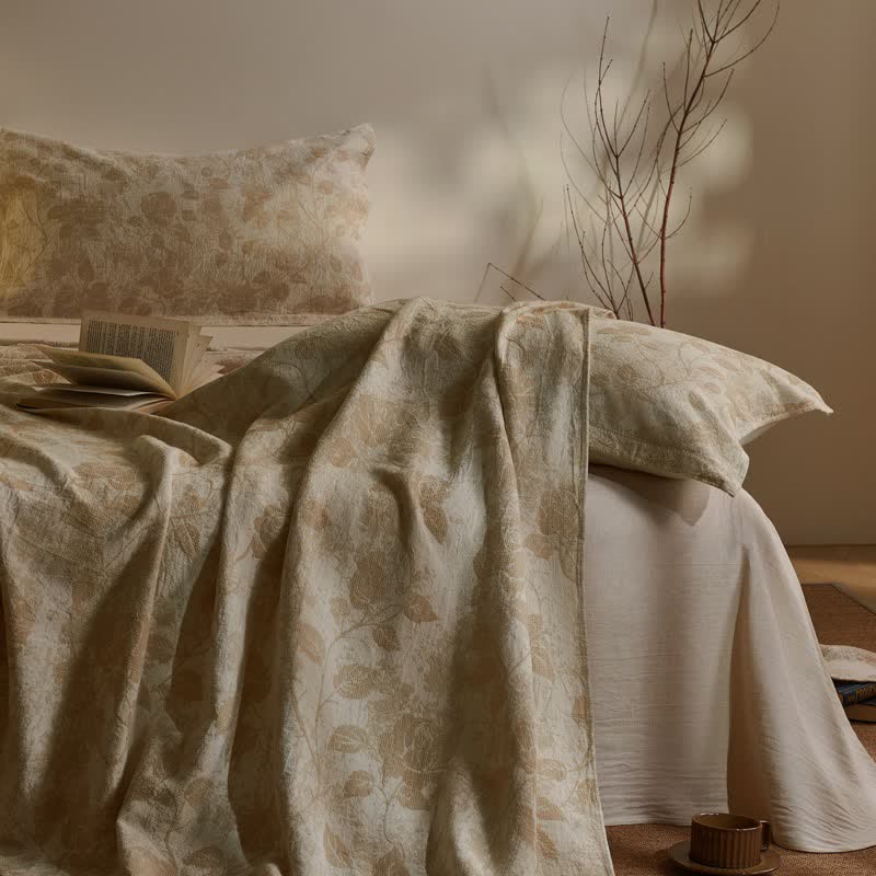 Artistic Vintage Rose Cotton Gauze Quilt