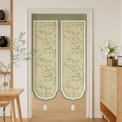 Oriental Floral Bird Doorway Curtain 0514 Curtains Door Tapestry Doorway Curtain Fabric Partition Floral Floral Bird Green Privacy Screen Room Divider