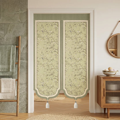 Oriental Floral Bird Doorway Curtain 0514 Curtains Door Tapestry Doorway Curtain Fabric Partition Floral Floral Bird Green Privacy Screen Room Divider