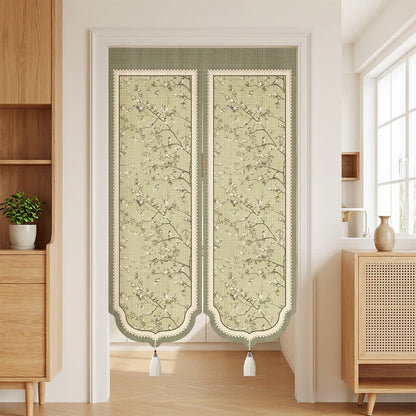 Oriental Floral Bird Doorway Curtain 0514 Curtains Door Tapestry Doorway Curtain Fabric Partition Floral Floral Bird Green Privacy Screen Room Divider
