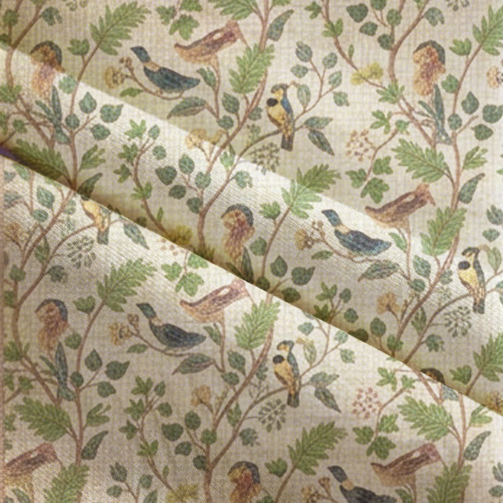 Forest Birds & Botanical Doorway Curtain 0514 Curtains Door Tapestry Doorway Curtain Fabric Partition Floral Floral Bird Green Privacy Screen Room Divider