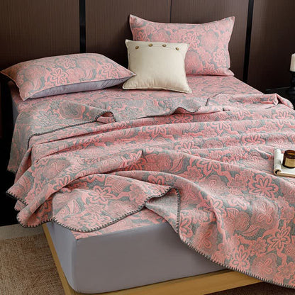 Farmhouse Floral Three-Layer Cotton Gauze Quilt