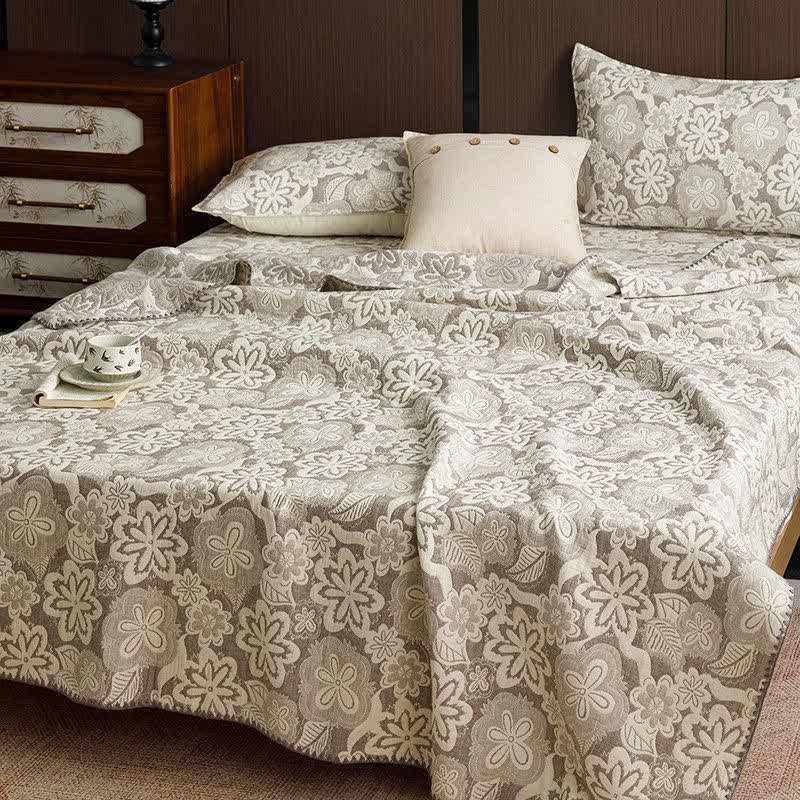 Farmhouse Floral Three-Layer Cotton Gauze Quilt