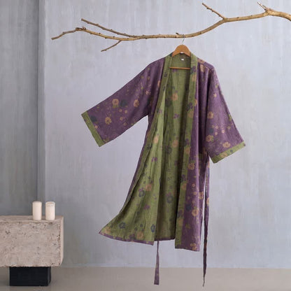 Garden Floral Organic Cotton Kimono Robe