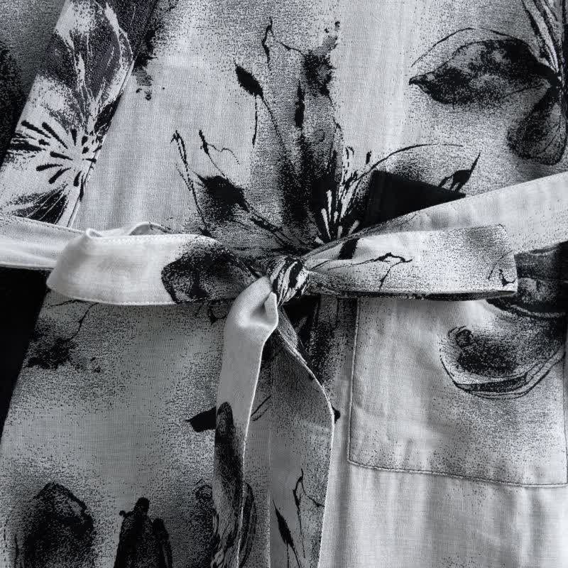 Watercolor Floral Organic Cotton Kimono Robe