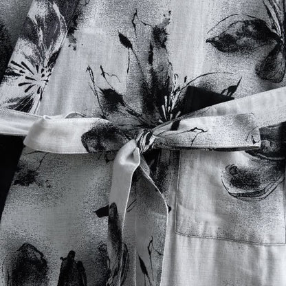 Watercolor Floral Organic Cotton Kimono Robe