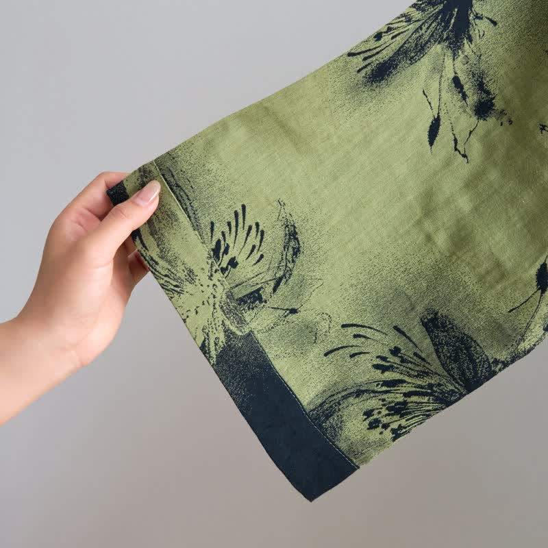 Watercolor Floral Organic Cotton Kimono Robe