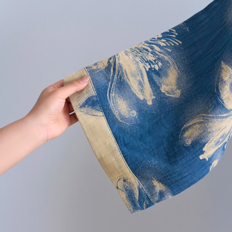 Watercolor Floral Organic Cotton Kimono Robe
