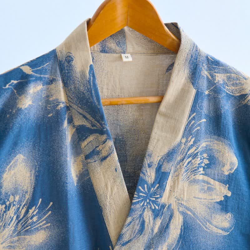 Watercolor Floral Organic Cotton Kimono Robe