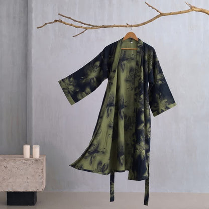 Watercolor Floral Organic Cotton Kimono Robe