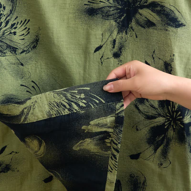 Watercolor Floral Organic Cotton Kimono Robe