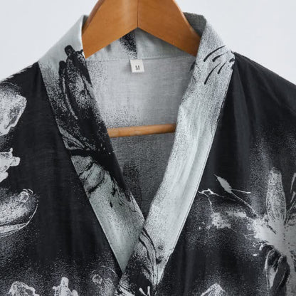 Watercolor Floral Organic Cotton Kimono Robe