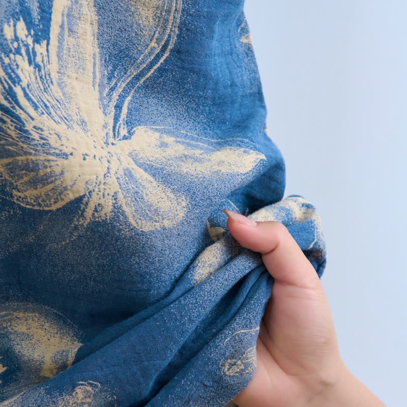 Watercolor Floral Organic Cotton Kimono Robe