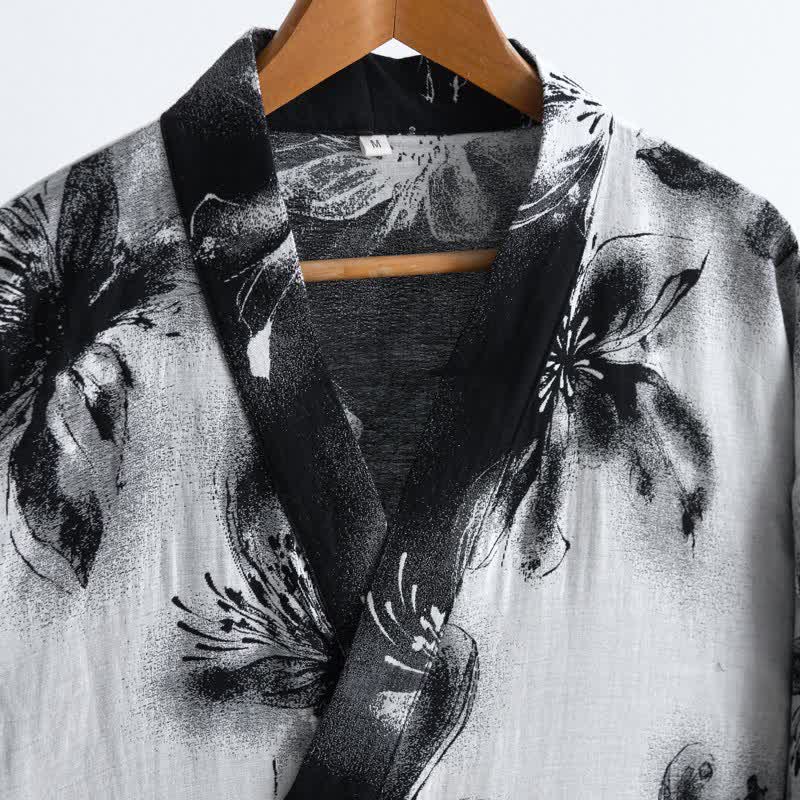 Watercolor Floral Organic Cotton Kimono Robe