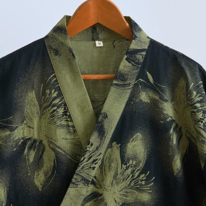 Watercolor Floral Organic Cotton Kimono Robe