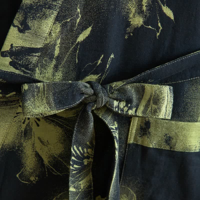 Watercolor Floral Organic Cotton Kimono Robe