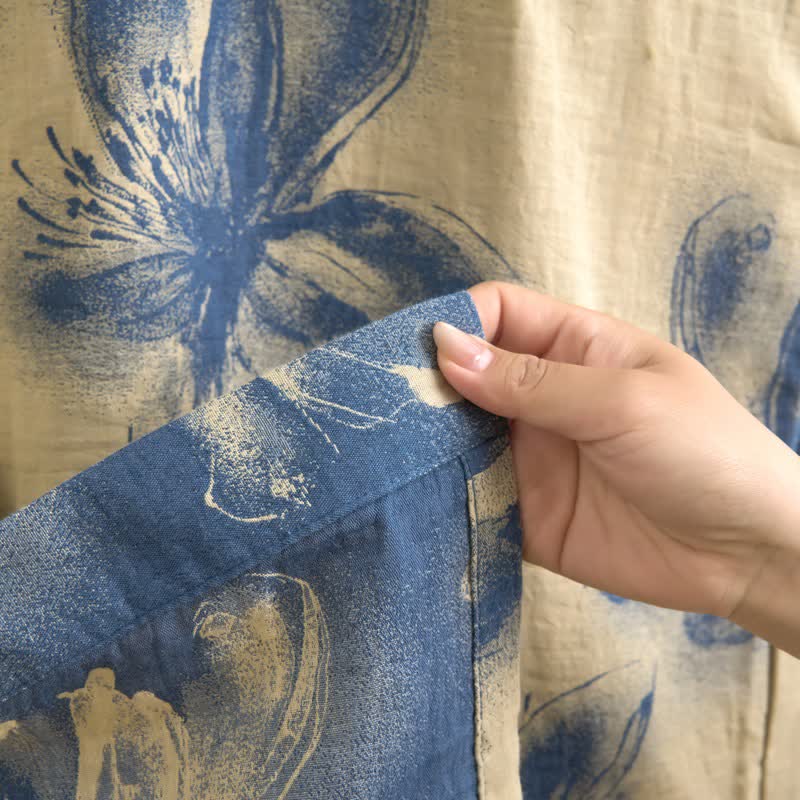 Watercolor Floral Organic Cotton Kimono Robe