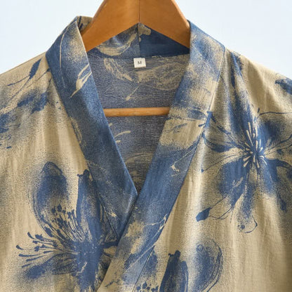 Watercolor Floral Organic Cotton Kimono Robe