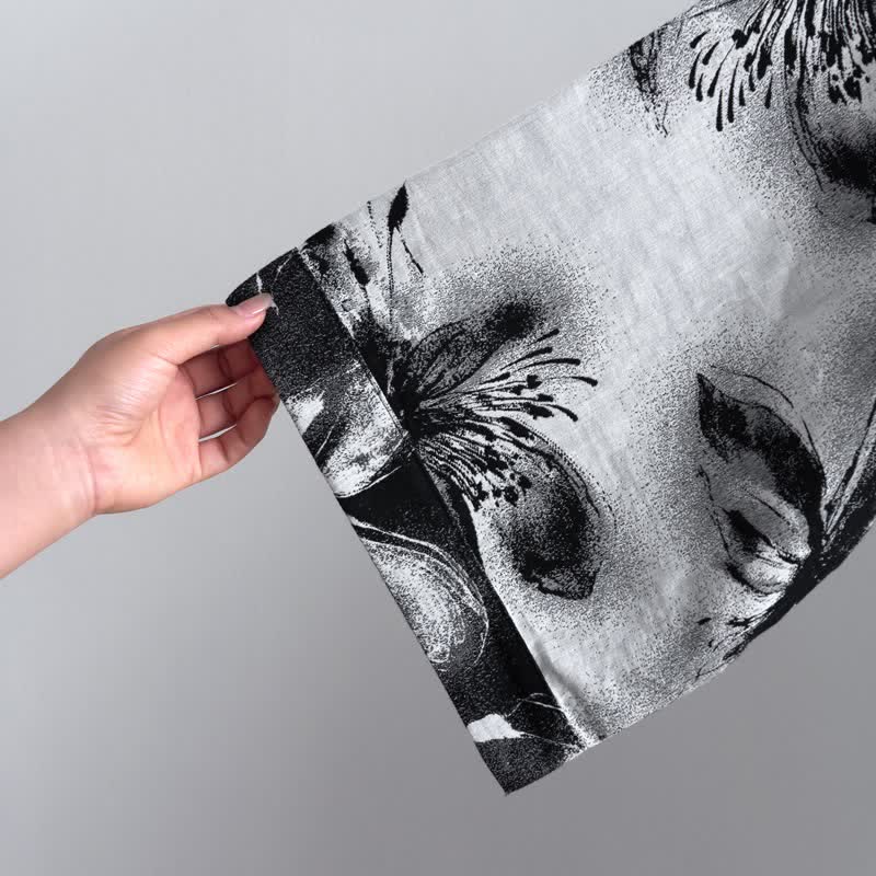 Watercolor Floral Organic Cotton Kimono Robe