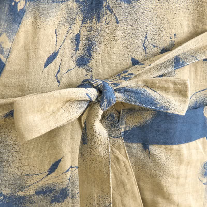 Watercolor Floral Organic Cotton Kimono Robe