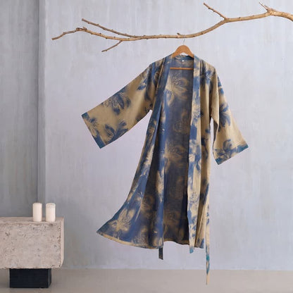 Watercolor Floral Organic Cotton Kimono Robe