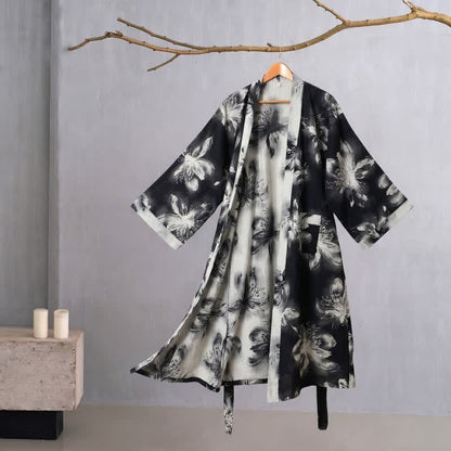 Watercolor Floral Organic Cotton Kimono Robe