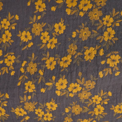 Yellow Floral Cotton Gauze Kimono Robe
