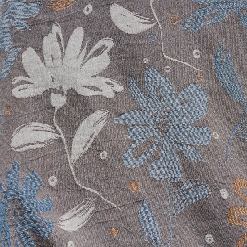 Gray Floral Cotton Gauze Kimono Robe