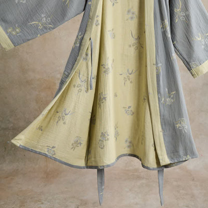 Elegant Floral Cotton Gauze Kimono Robe