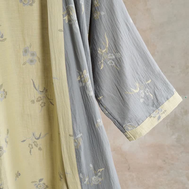 Elegant Floral Cotton Gauze Kimono Robe