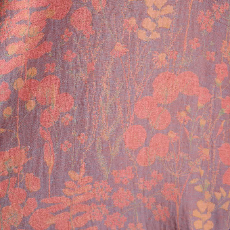 Artistic Botanical Cotton Gauze Kimono Robe