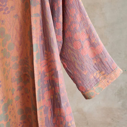 Artistic Botanical Cotton Gauze Kimono Robe