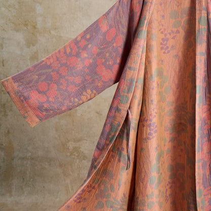 Artistic Botanical Cotton Gauze Kimono Robe