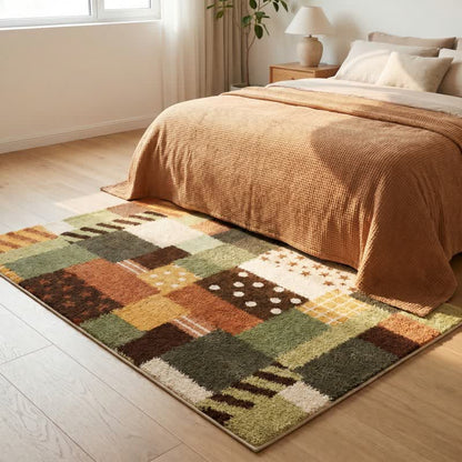 Patchwork Star Dot Striped Area Rug